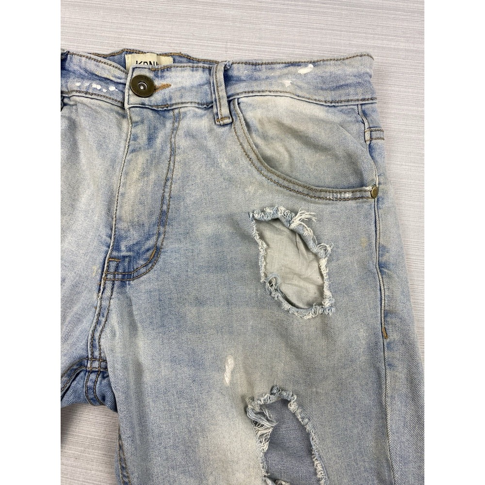 KDNK Jeans Grunge Paint Splatter Slim Fit Ripped Denim Men's Size 32 -11 4 14 11 - Picture 12 of 16
